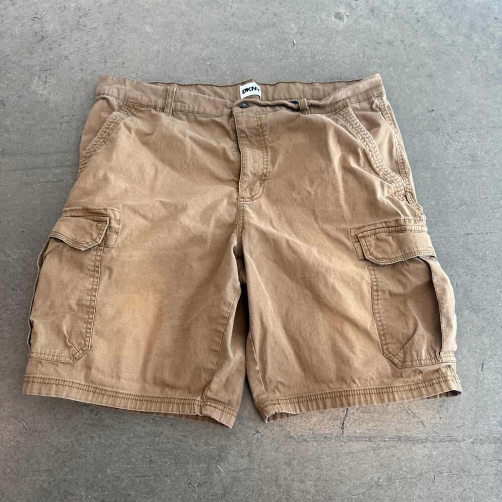 Vintage Y2k Dkny Brown Tan Khaki Cargo Casual Skate Summer Shorts Men's 36